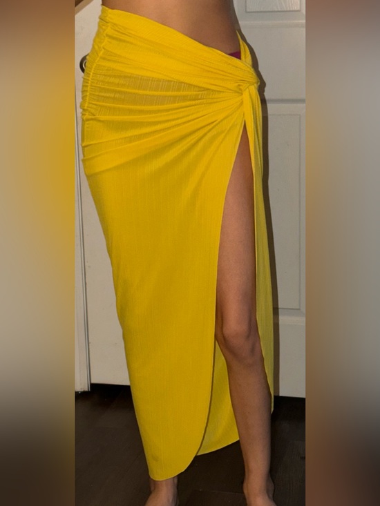Baobab Collection Dresses & Skirts - Baobab Collection Yellow Ruched High Slit Maxi Skirt